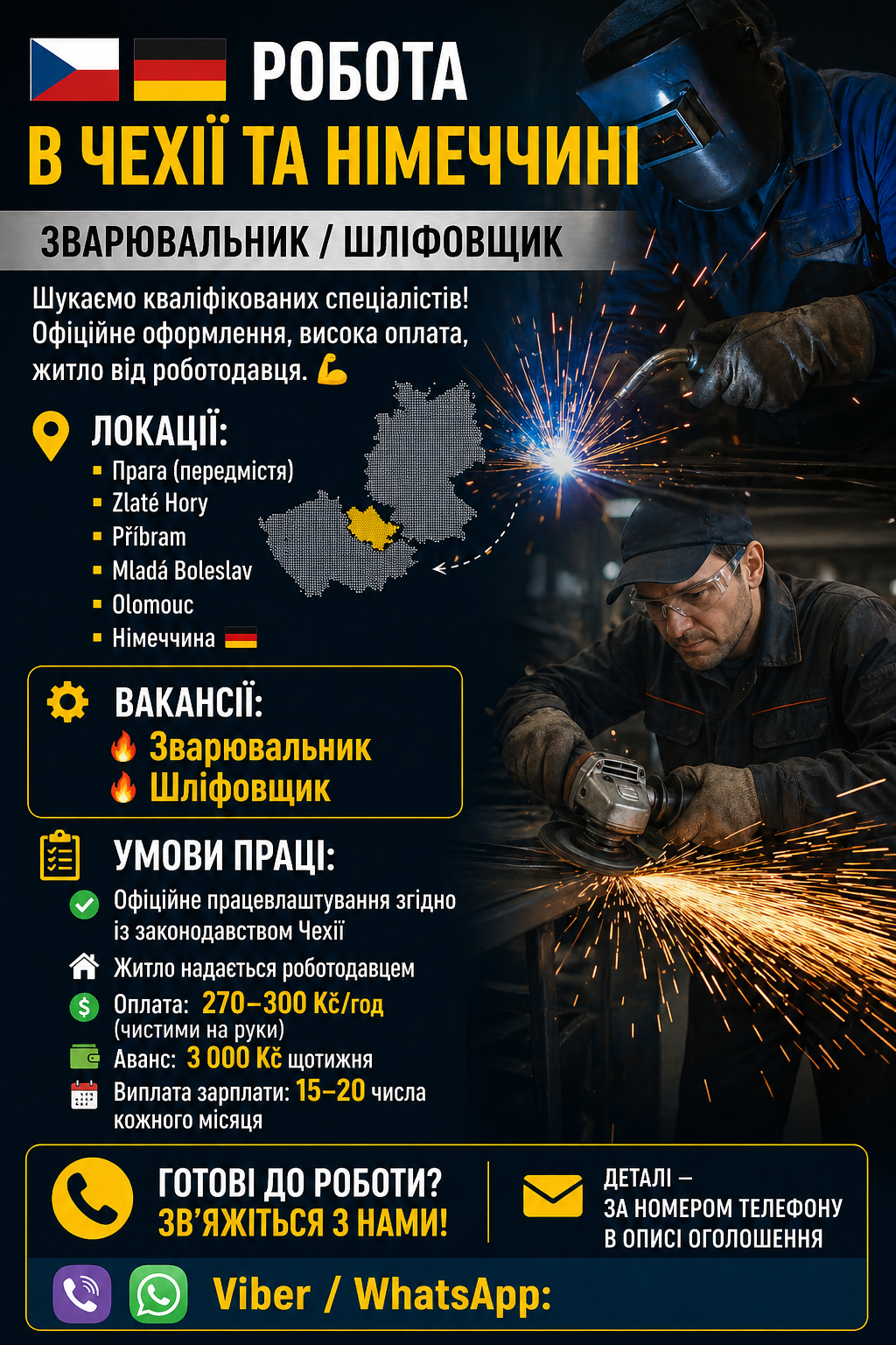 Робота зварювальником Чехія