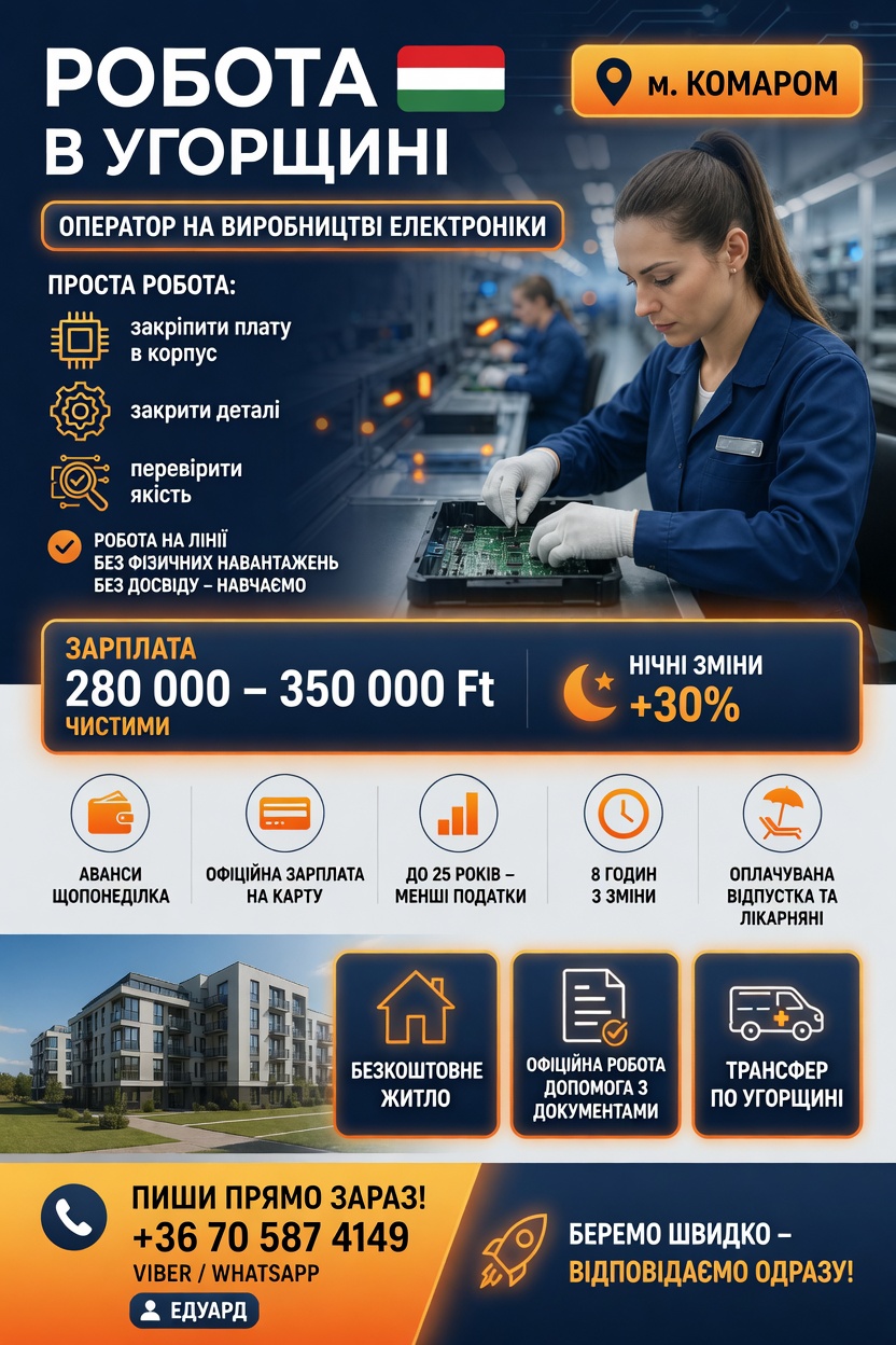 Робота в Угорщині, місто Комаром.