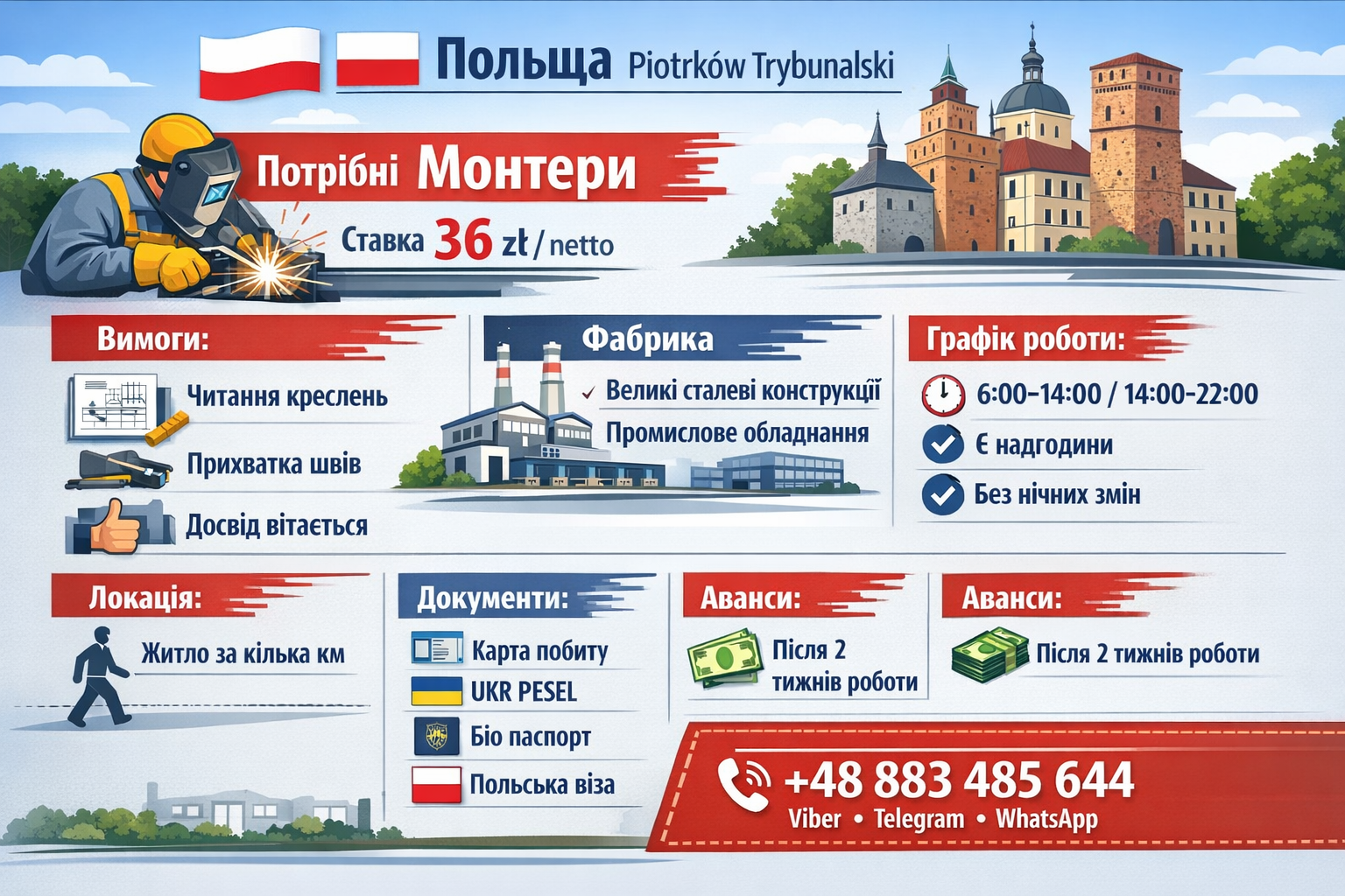 РОБОТА В ПОЛЬЩІ , Монтери Слюсарі