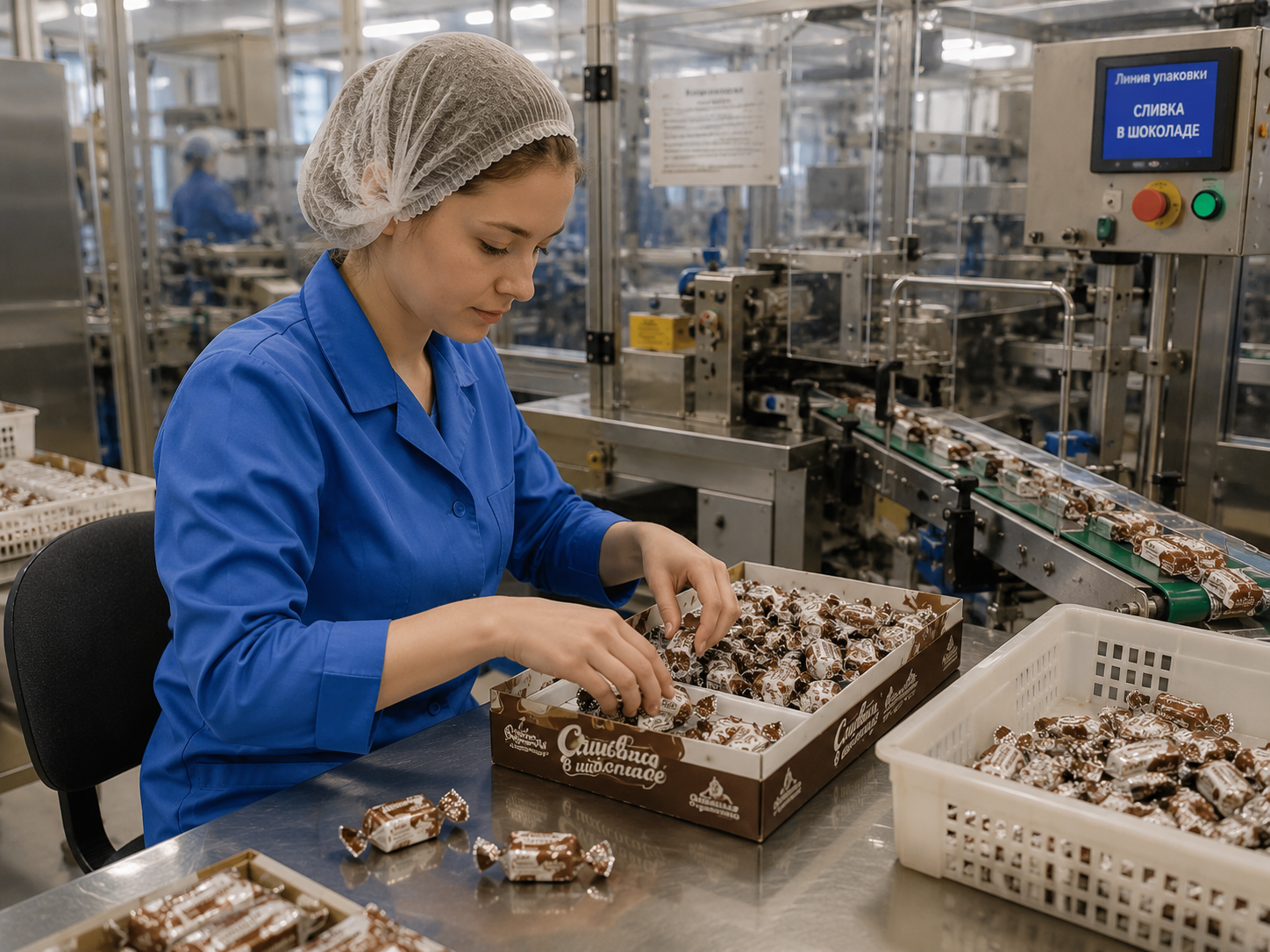 Работники на производство и упаковку конфет